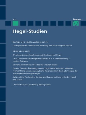 cover image of Hegel-Studien Band 52